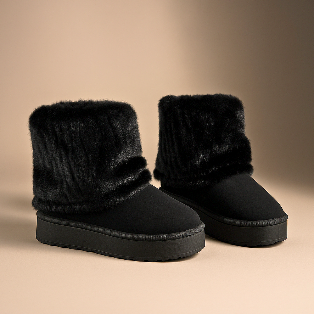 Harper Lane Fluffy Boots — back view