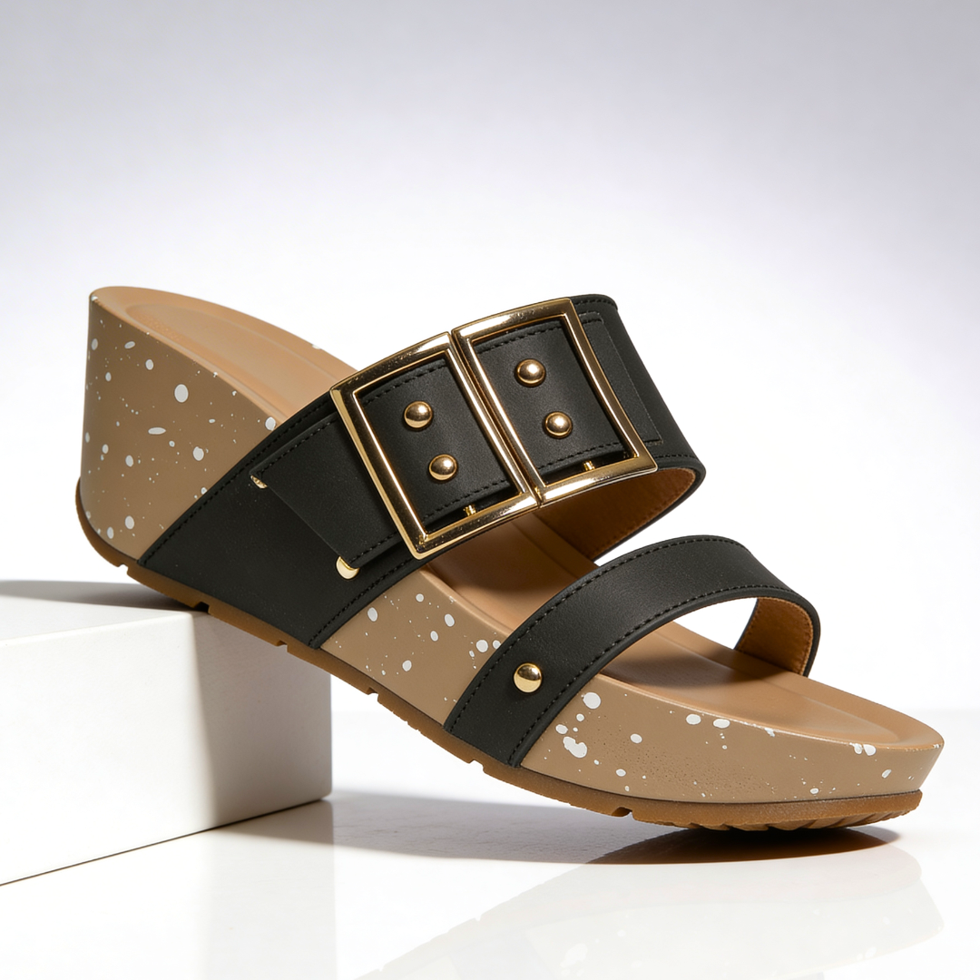 Odette Double Buckle Wedges — detail view