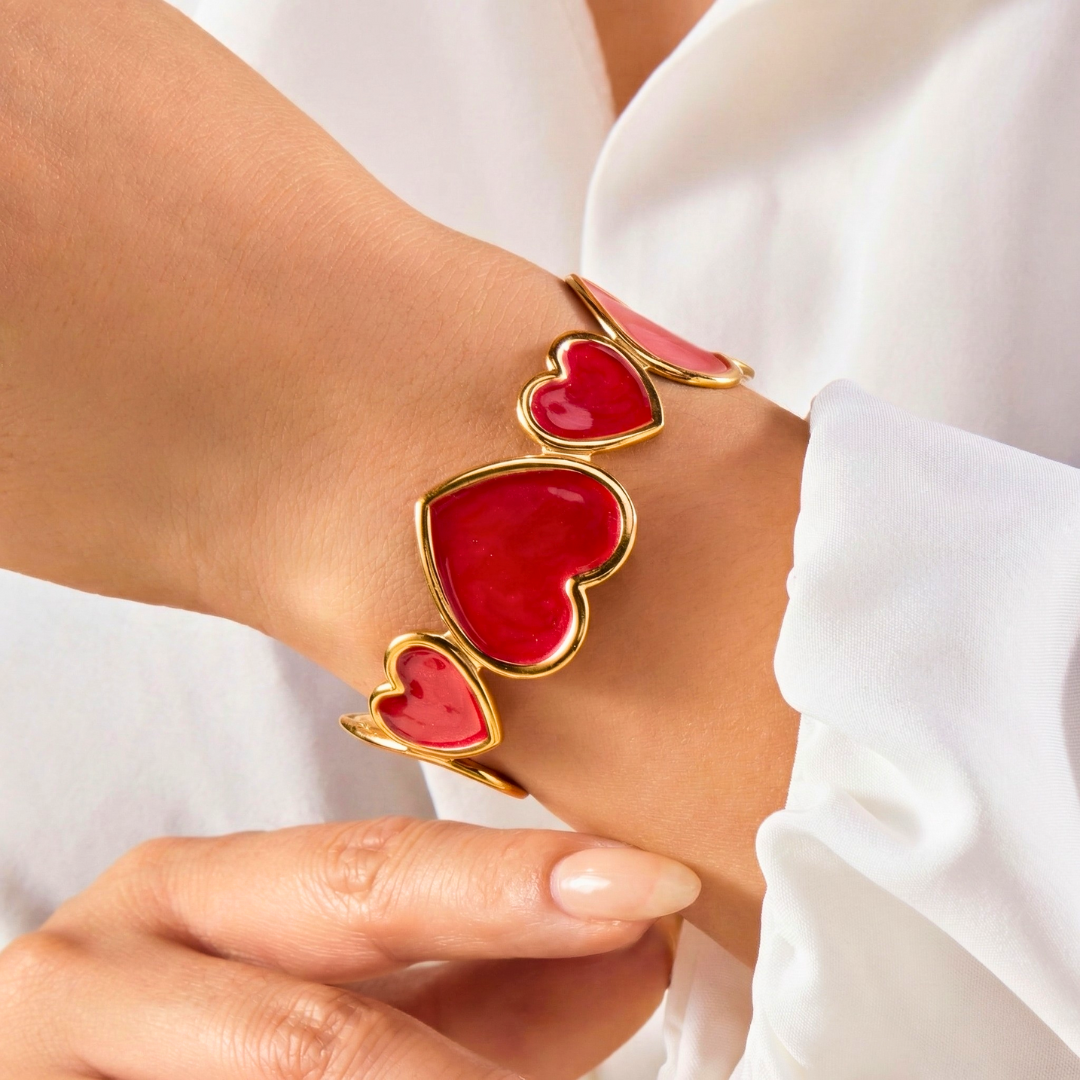 Elena Heart Cuff Bracelet — front view