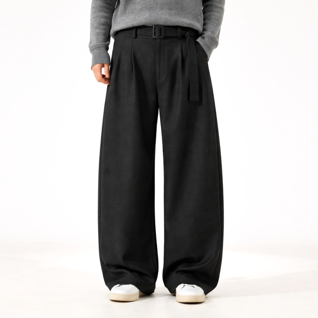 Jacob Wide-Leg Wool Trousers — back view