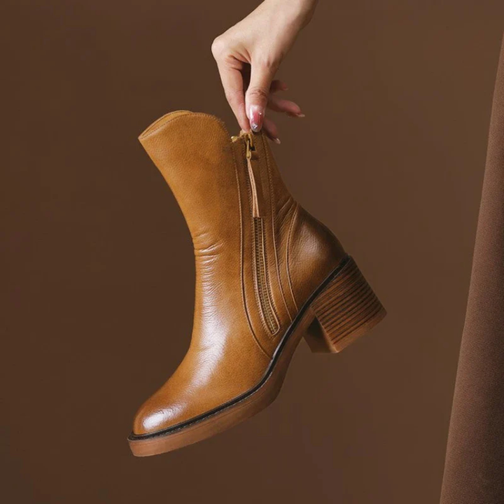 Odette Leather Ankle Boots — texture detail