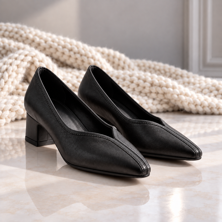 Lenore V-Cut Block Heel Pumps