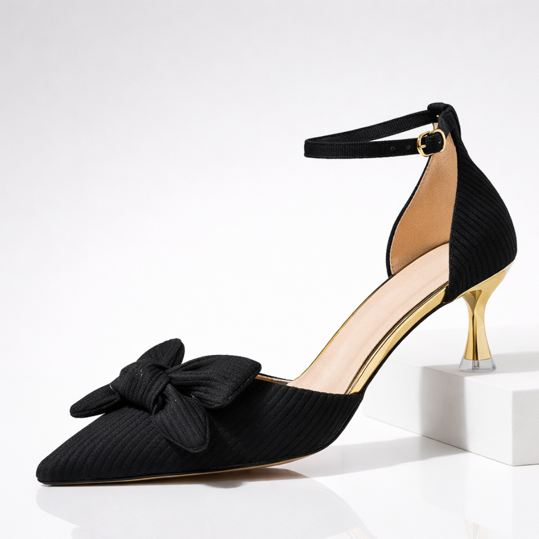 Seraphina Bow Heels — texture detail