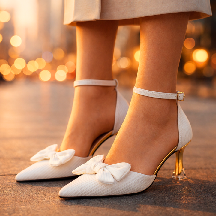 Seraphina Bow Heels — close-up detail