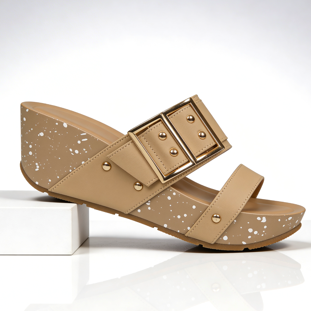 Odette Double Buckle Wedges — front view