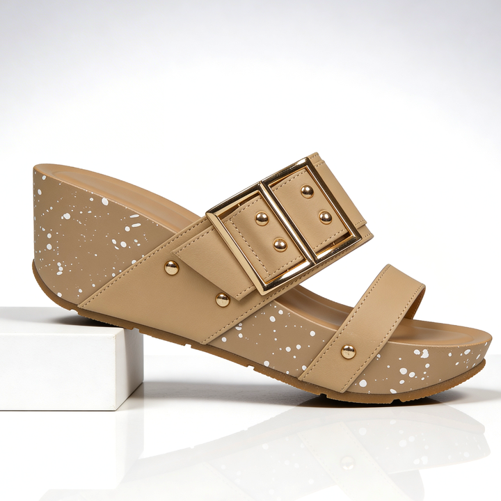Odette Double Buckle Wedges — front view