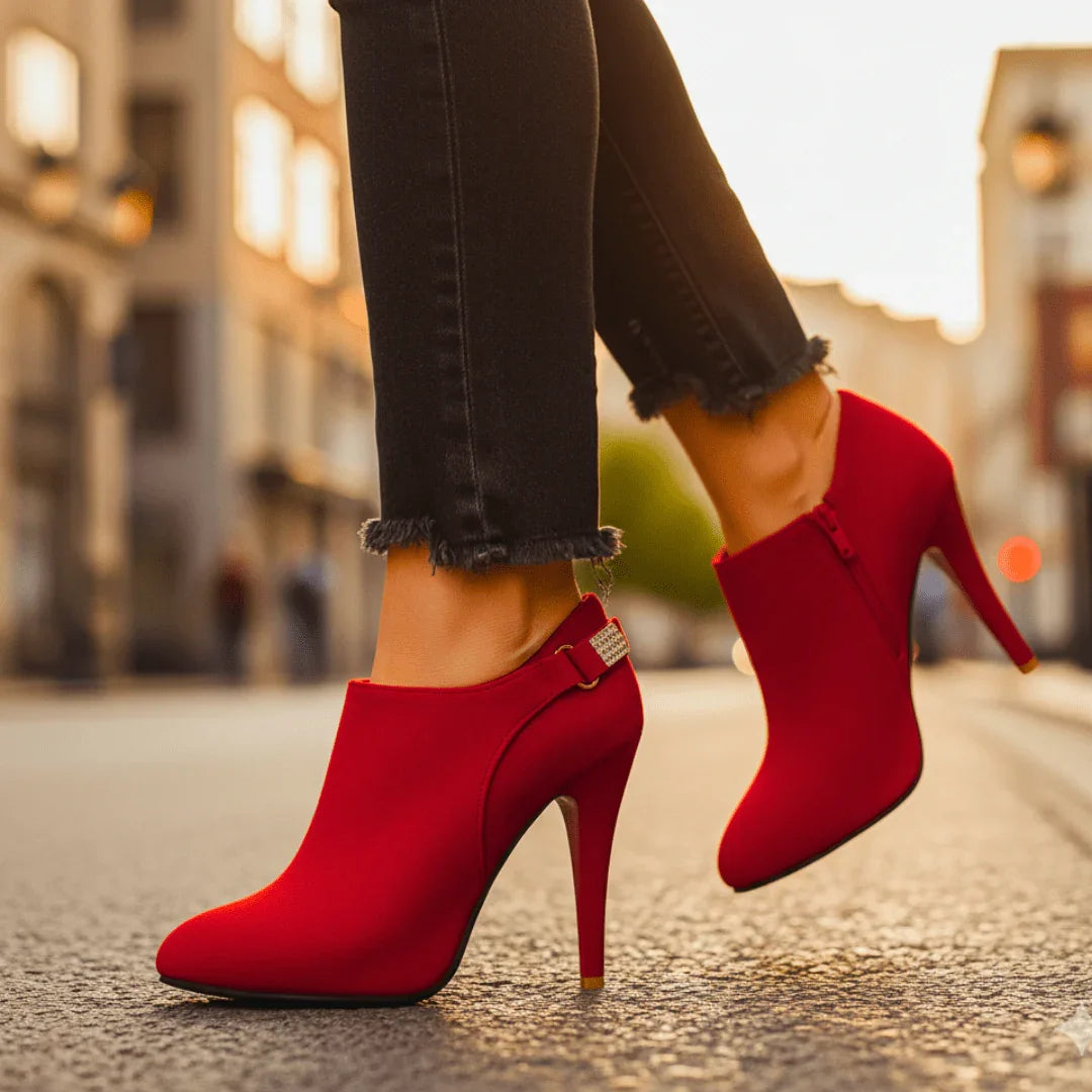 Aurora Bell Velvet Boots — close-up detail