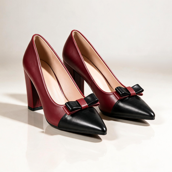 Celeste Black Tie Block Heels