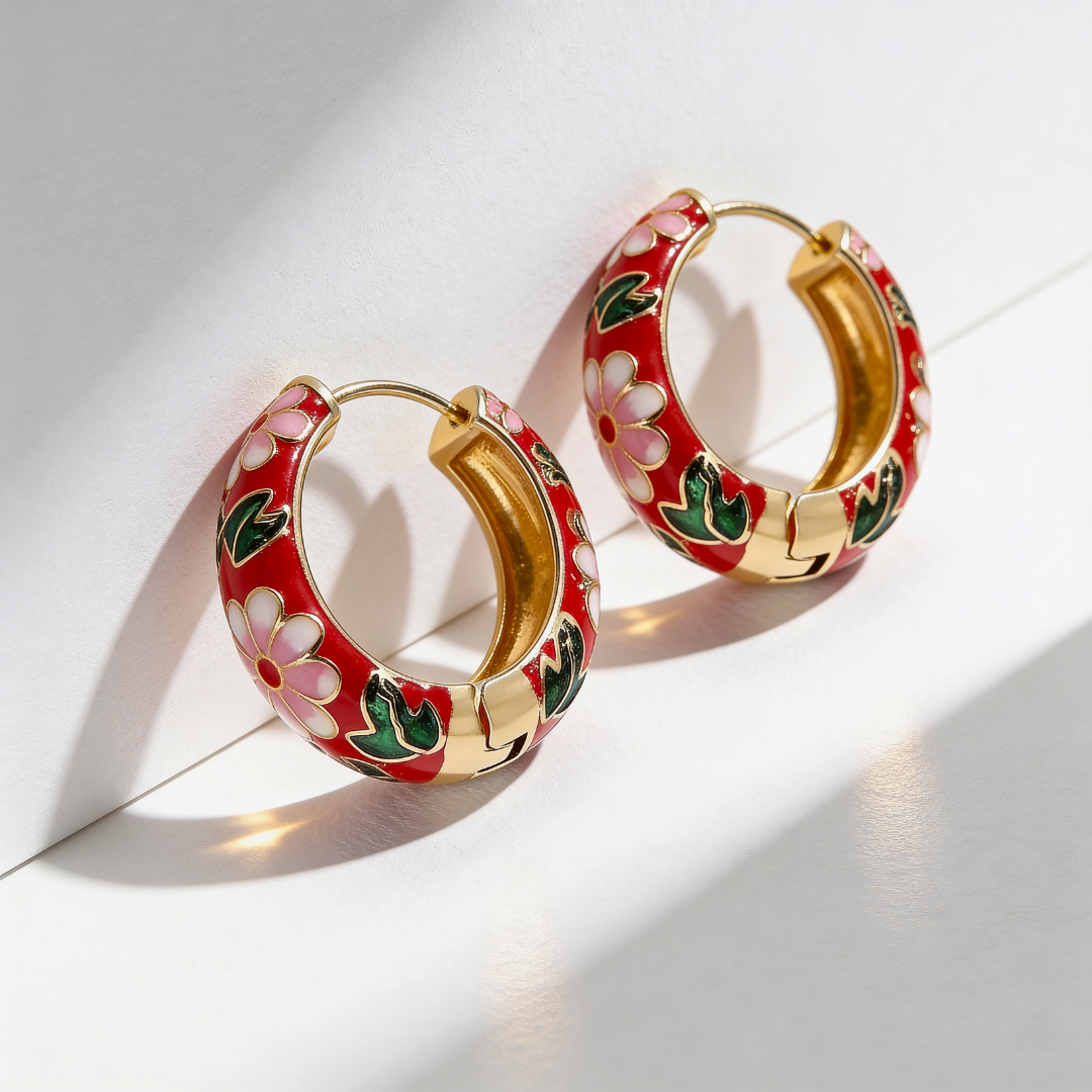 Aria Floral Earrings — side view