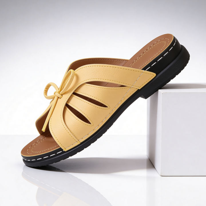 Odette Cushioned Bow Sandals — back view