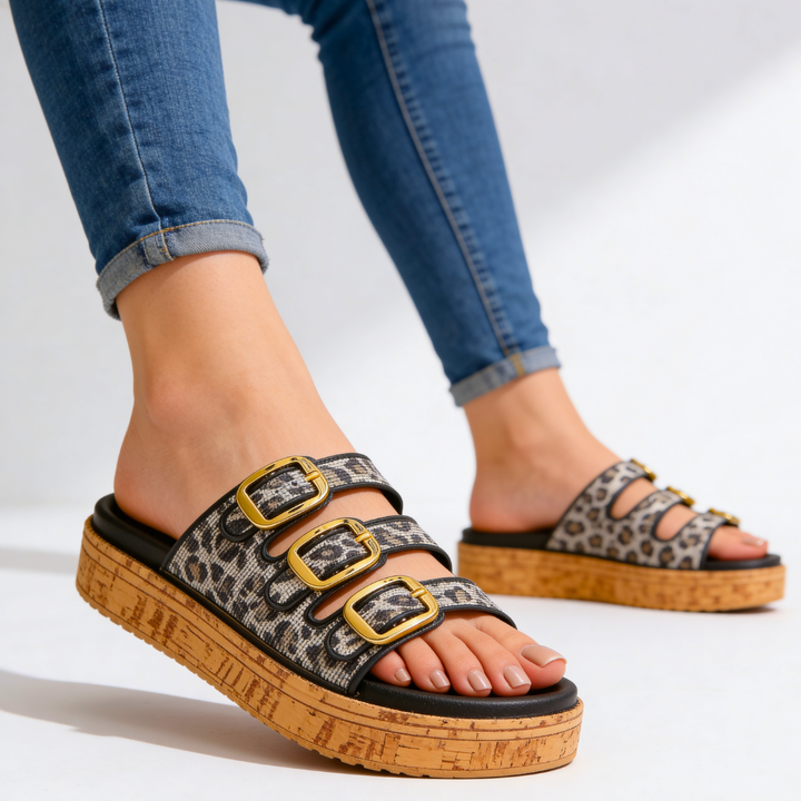 Odette Triple-Buckle Slides