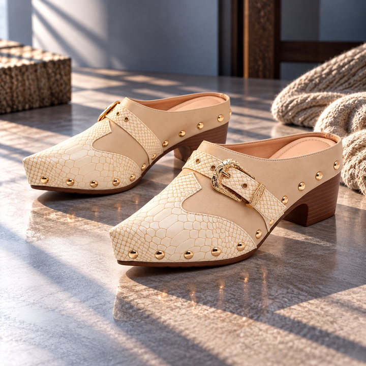 Sutton Studded Snake Mules