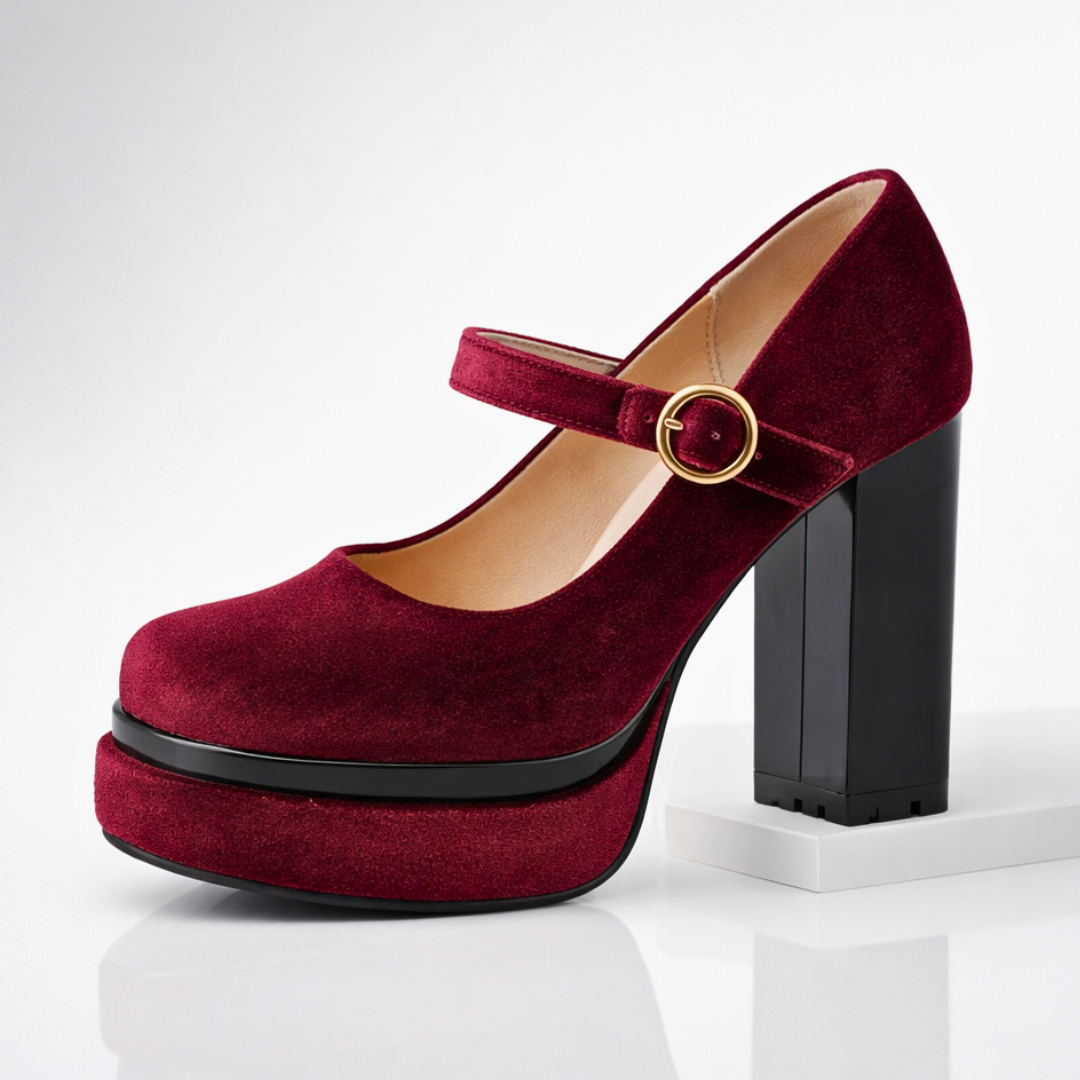 Seraphina Velvet Platform Pumps — texture detail