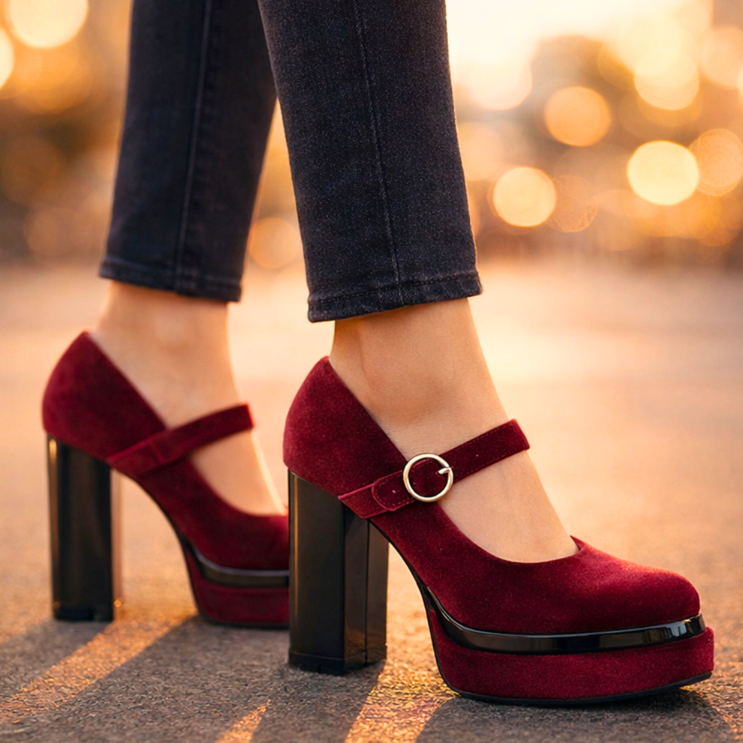 Seraphina Velvet Platform Pumps — lifestyle shot
