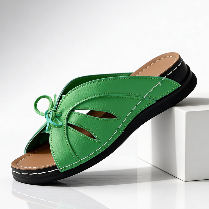 Odette Cushioned Bow Sandals — lifestyle shot