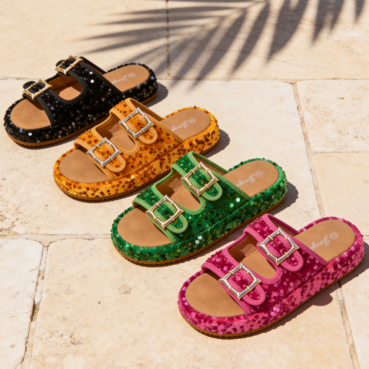Odette Sequin Suede Sandals