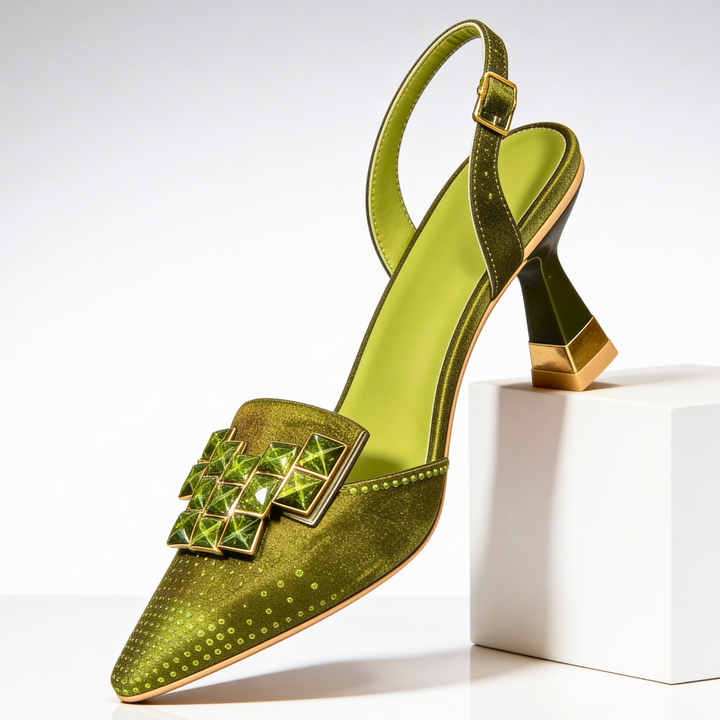 Vivienne Jewelled Slingback Heels — detail view