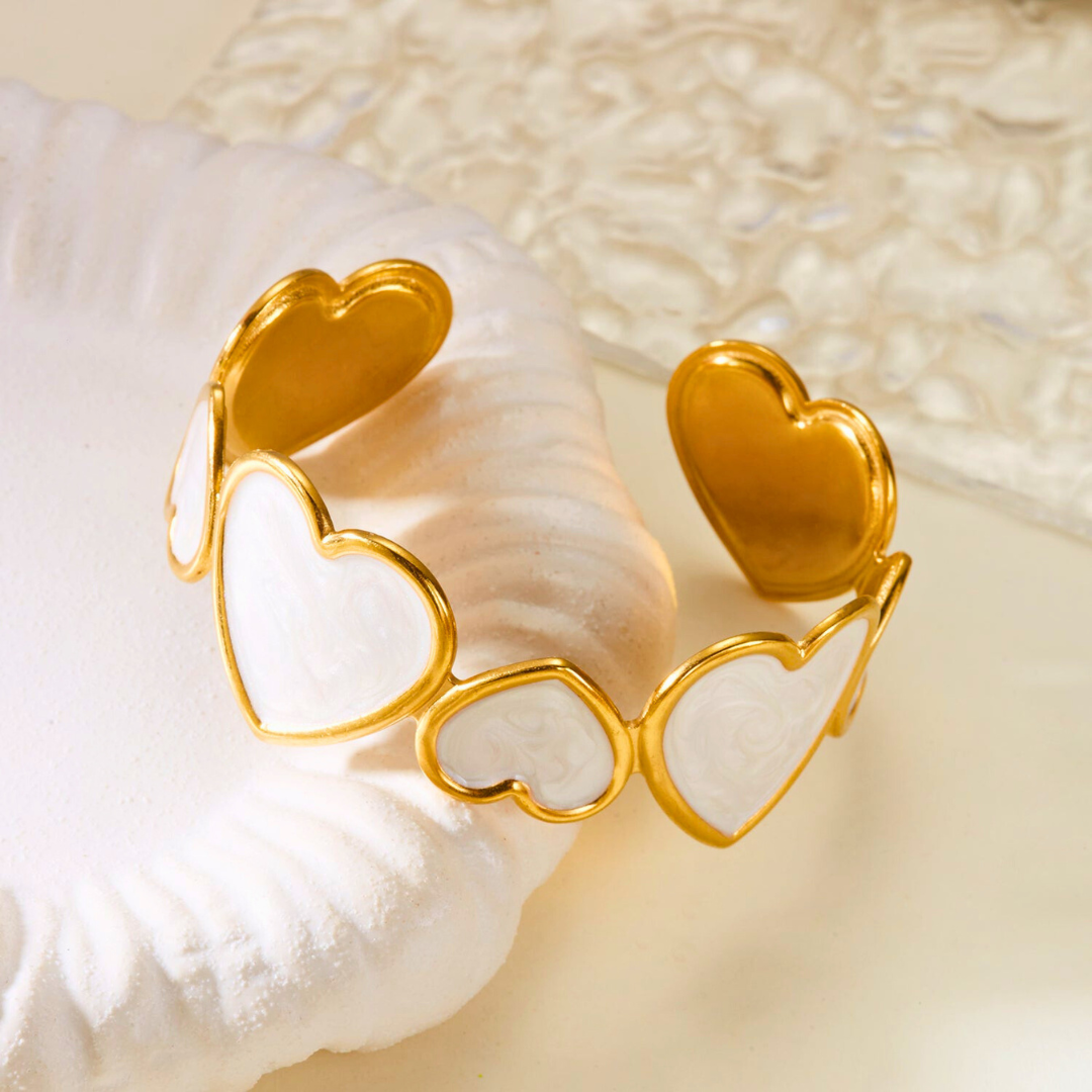 Elena Heart Cuff Bracelet — texture detail