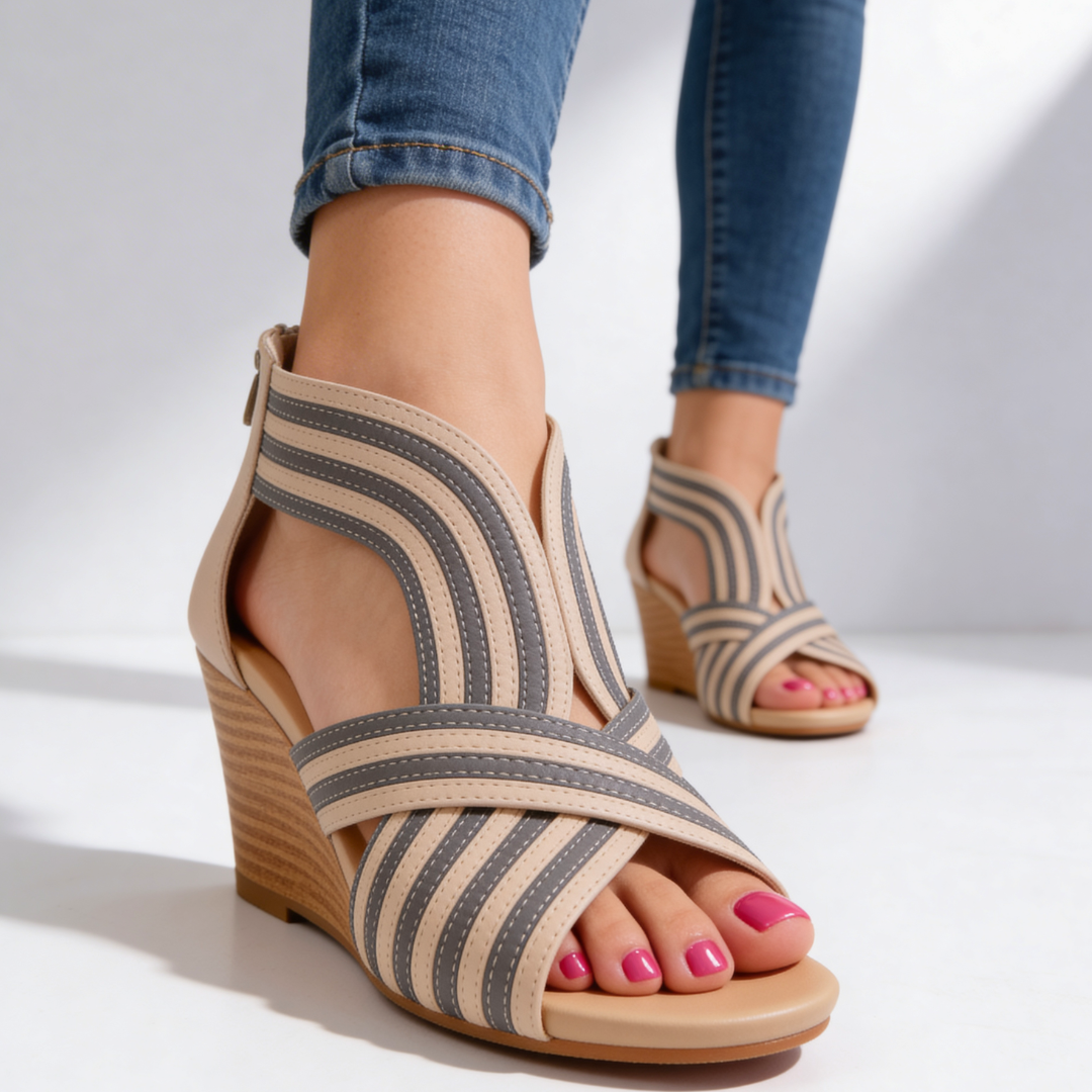 Odette Wedge Sandals — back view