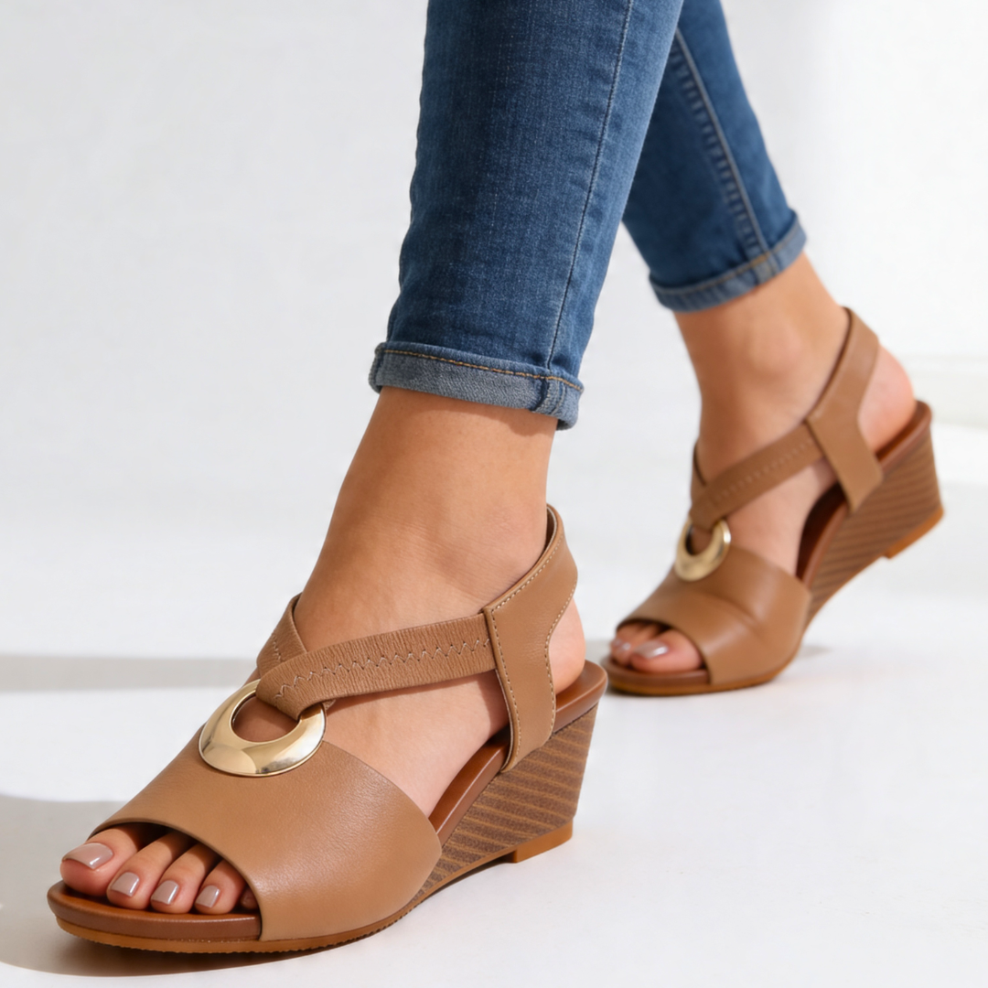 Odette Slingback Wedges — lifestyle shot