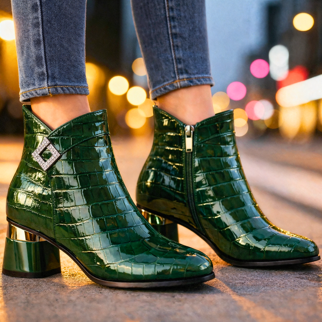 Harper Lane Gator Ankle Boots — texture detail
