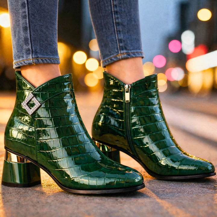 Harper Lane Gator Ankle Boots — texture detail