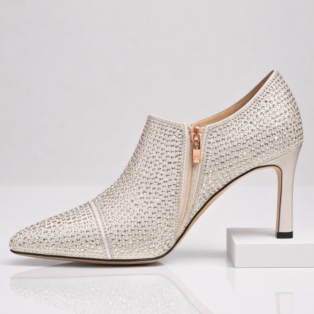 Seraphina Rhinestone Kitten Heels — texture detail