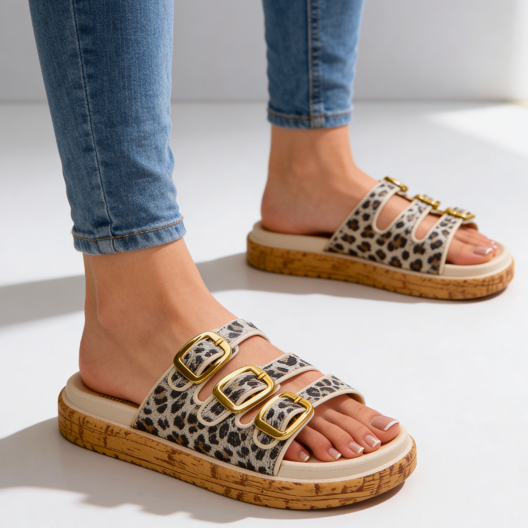 Odette Triple-Buckle Slides