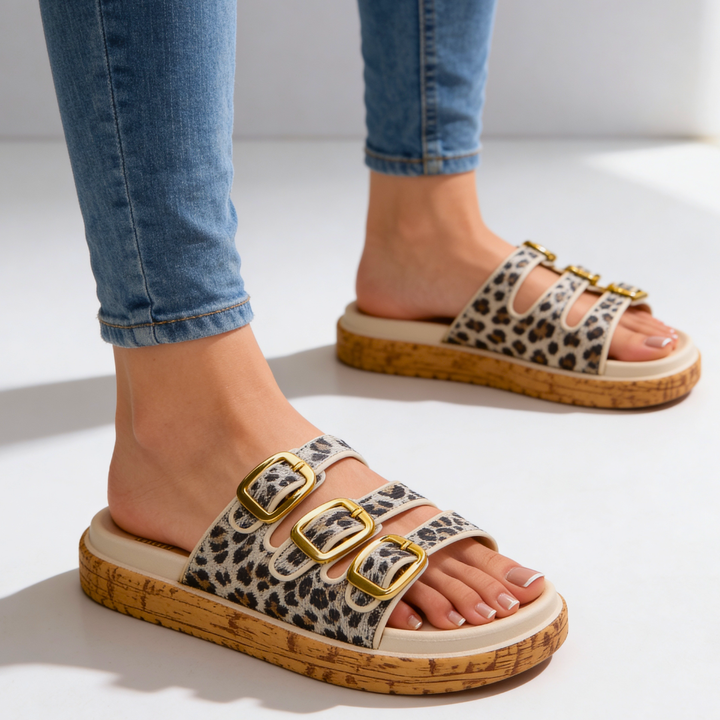 Odette Triple-Buckle Slides