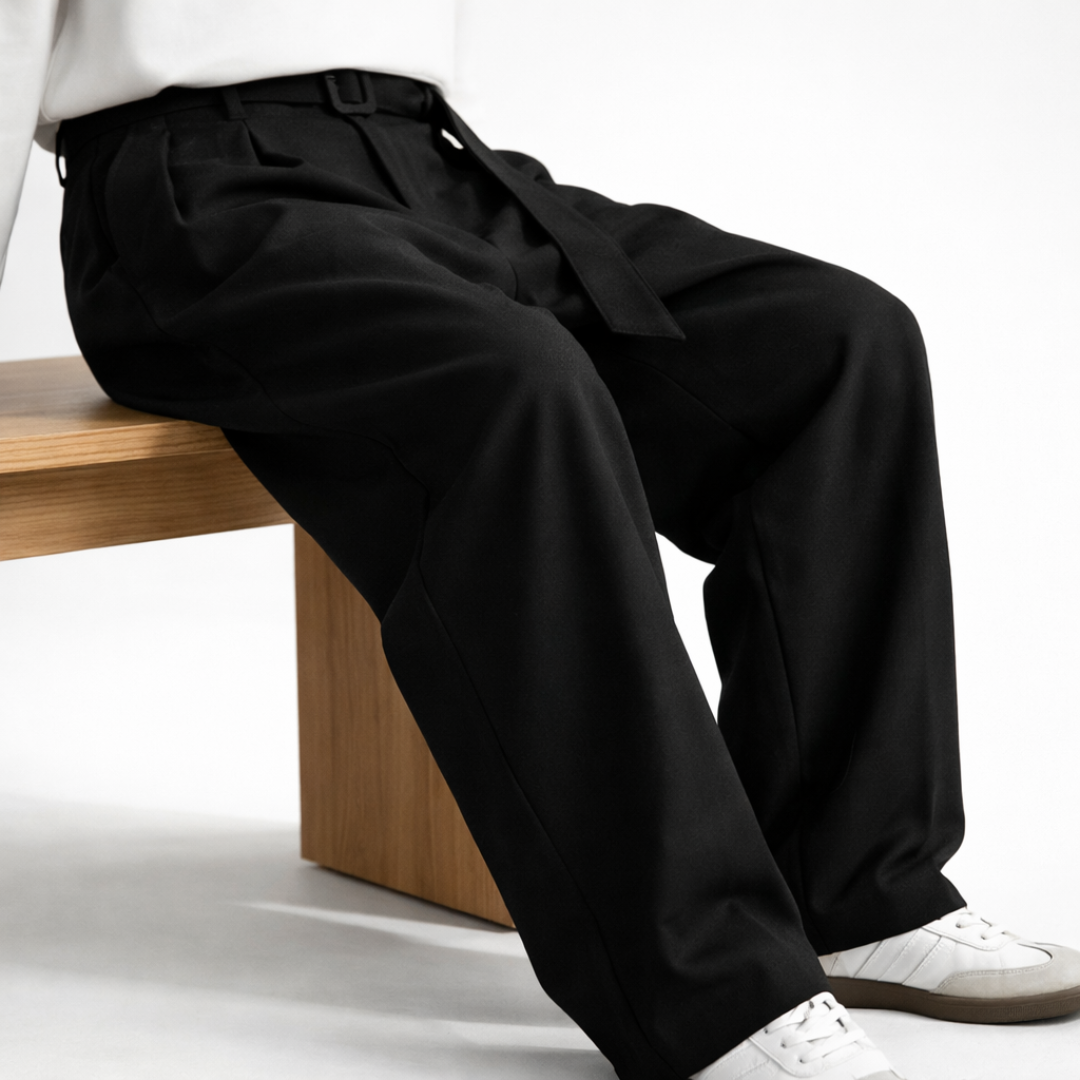 Jacob Wide-Leg Wool Trousers — texture detail