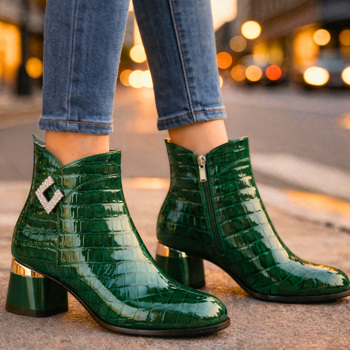 Harper Lane Gator Ankle Boots — front view
