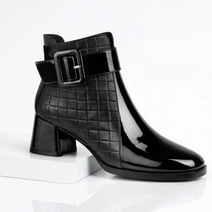 Harper Lane Leather Ankle Boots — texture detail