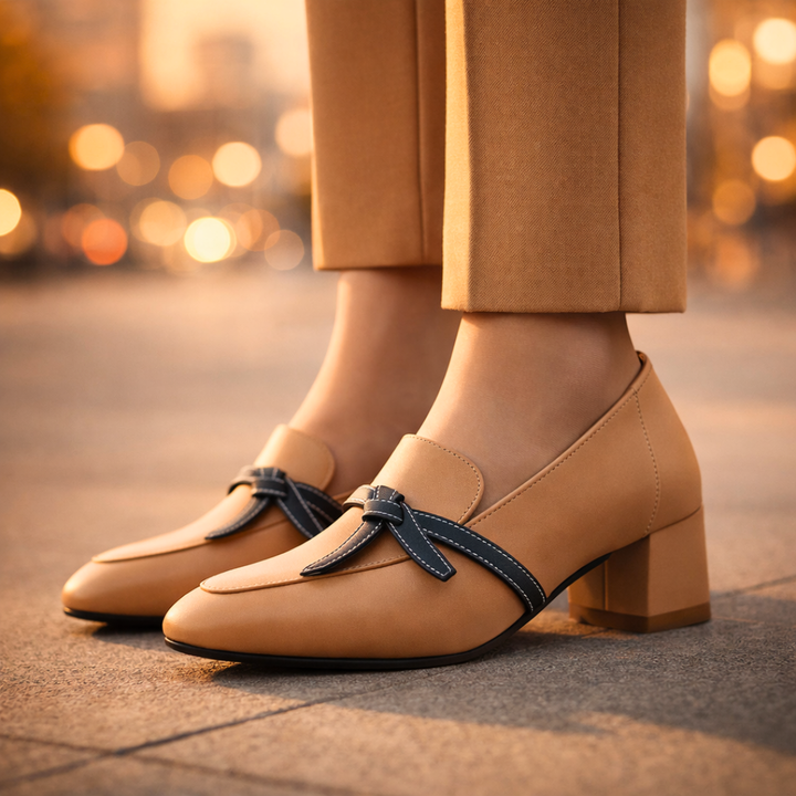 Harper Lane Silk Loop Loafers — close-up detail