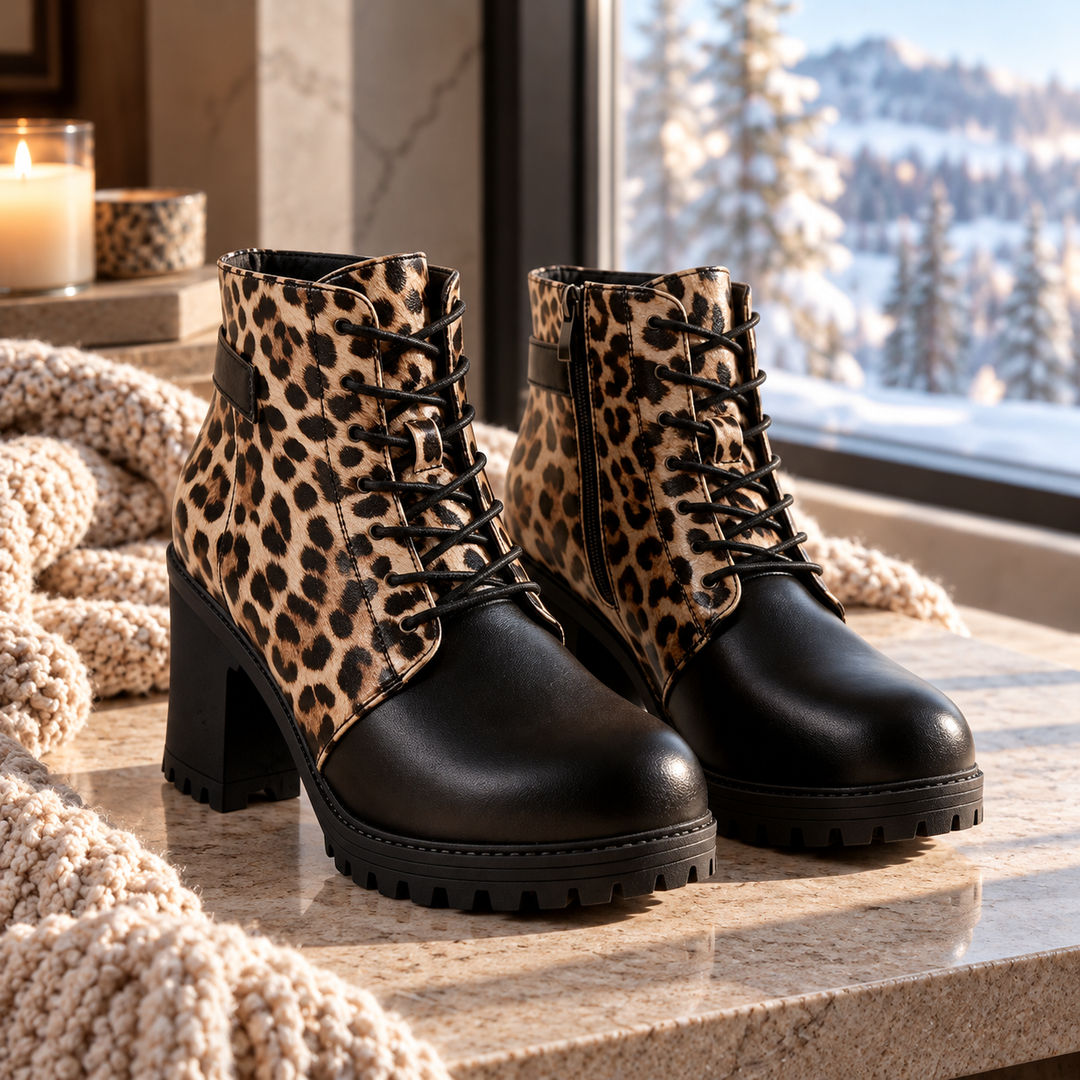 Savannah Leopard Lace-Up Boots