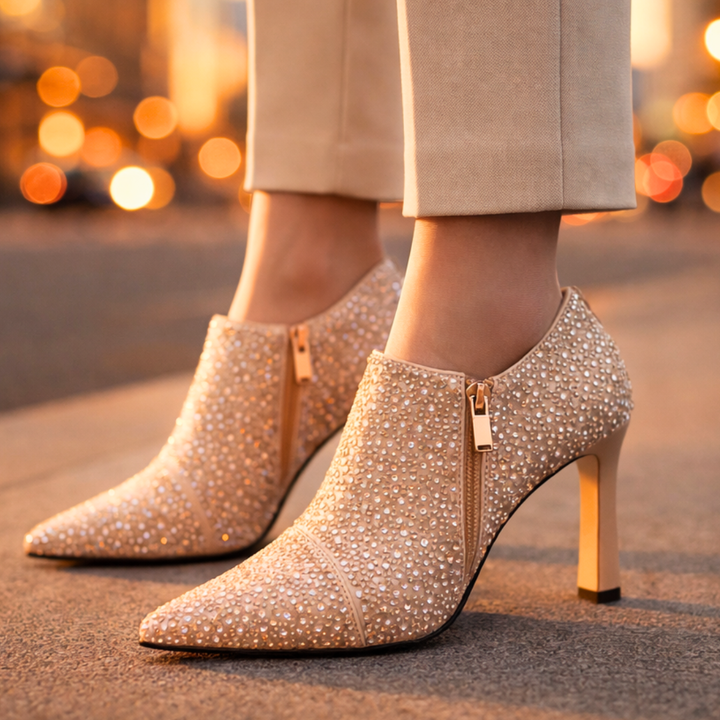 Seraphina Rhinestone Kitten Heels — back view