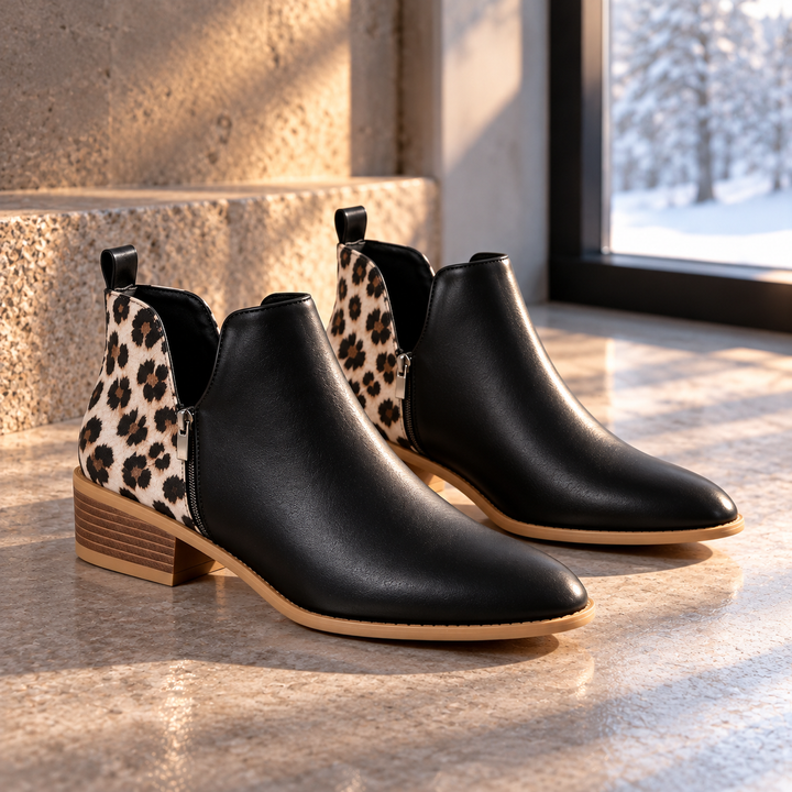 Madison Leopard-Back Ankle Boots