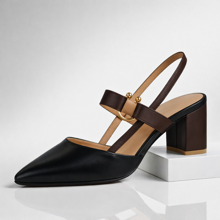 Seraphina Signature Slingback Heels — texture detail