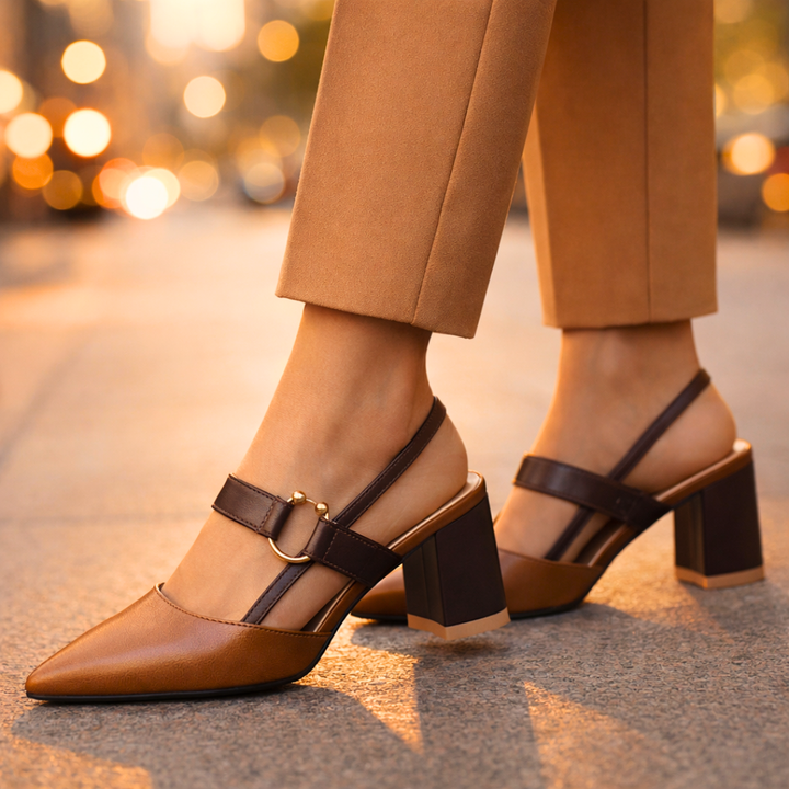Seraphina Signature Slingback Heels — detail view
