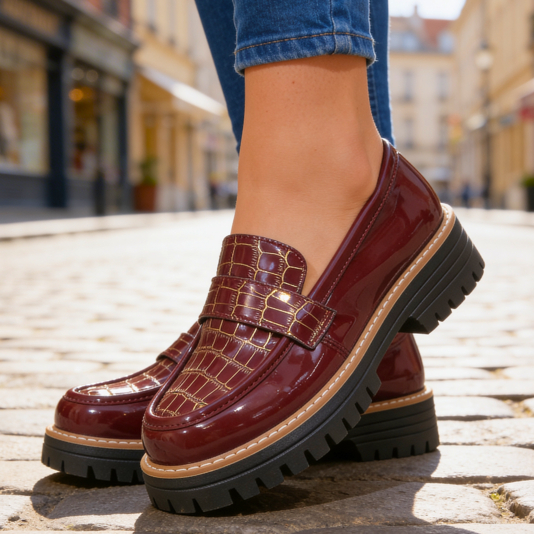 Harper Lane Gator Platform Loafers — side view