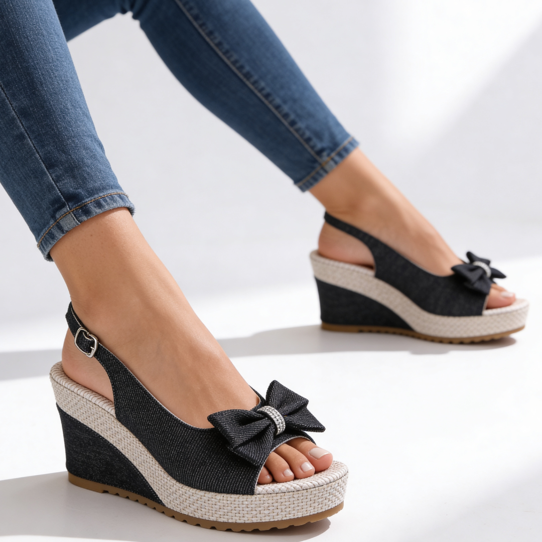Estelle Crystal Bow Wedges