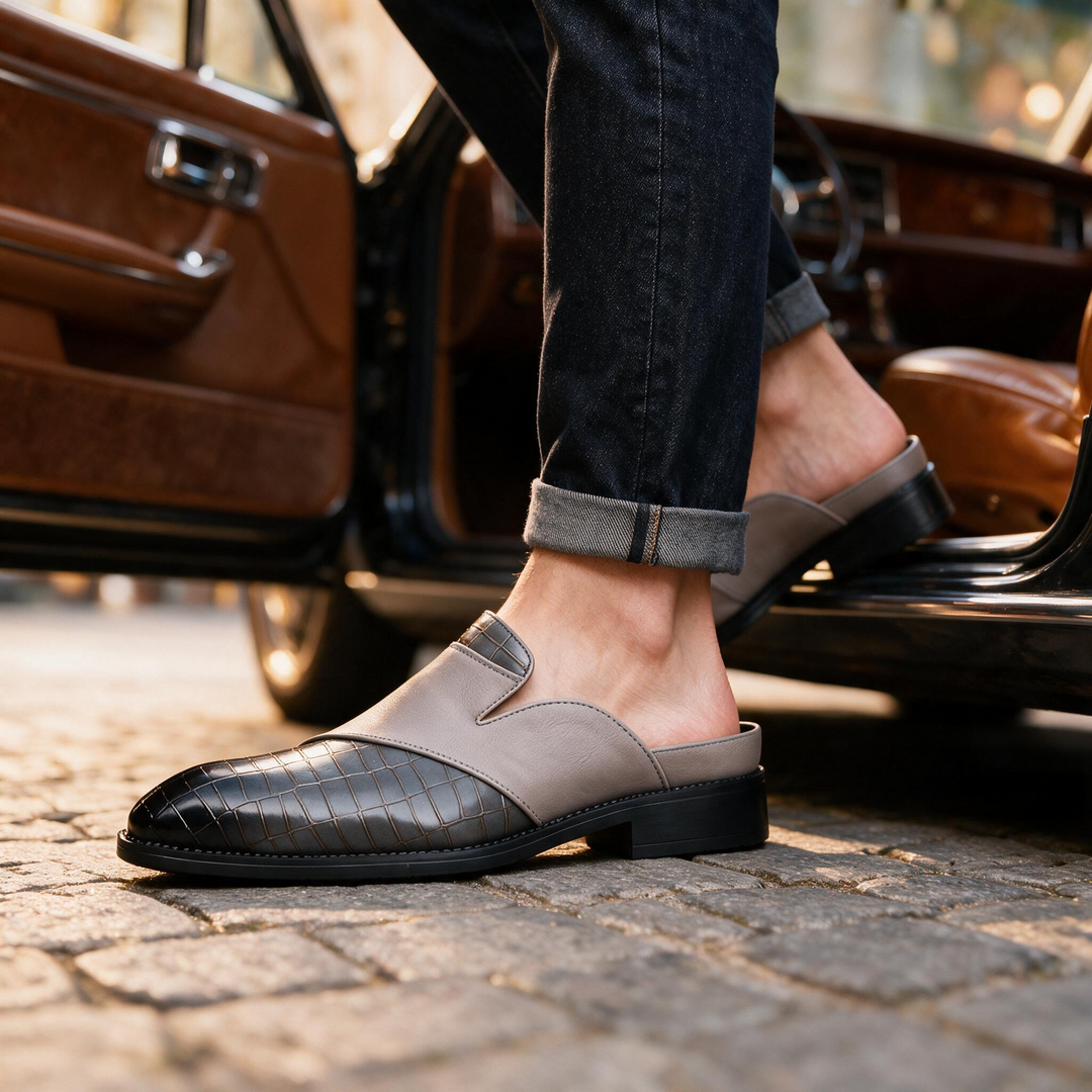Hudson Croc Embossed Mules
