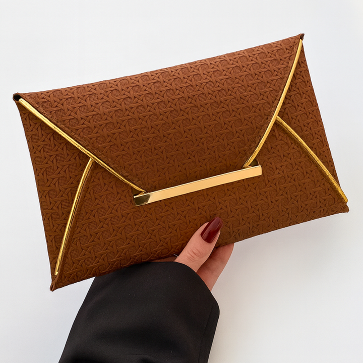 The Golden Envelope Clutch Bag — close-up detail