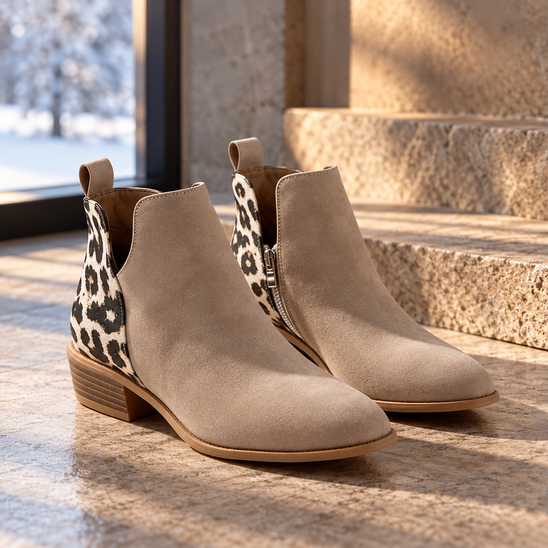 Madison Leopard-Back Ankle Boots