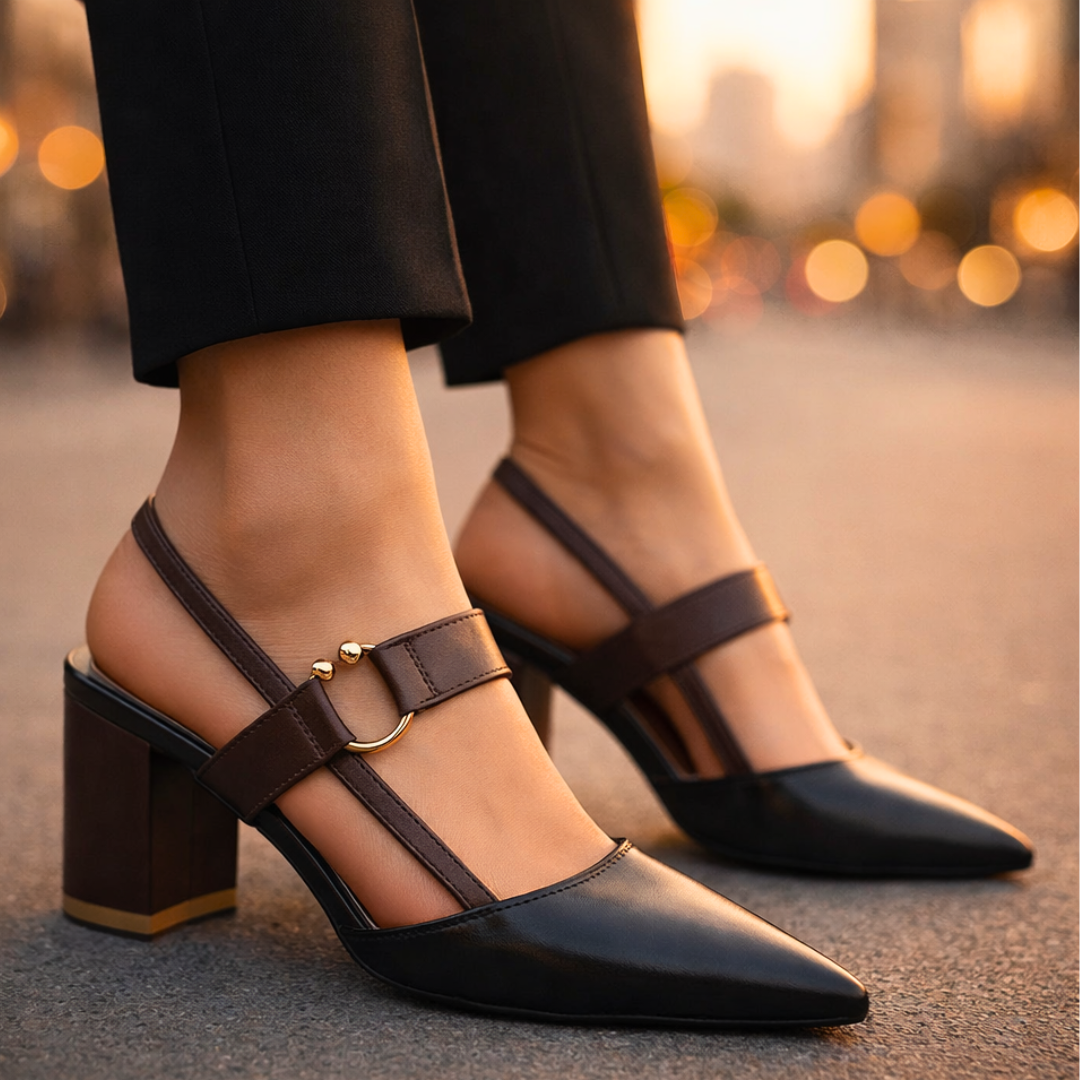 Seraphina Signature Slingback Heels — lifestyle shot