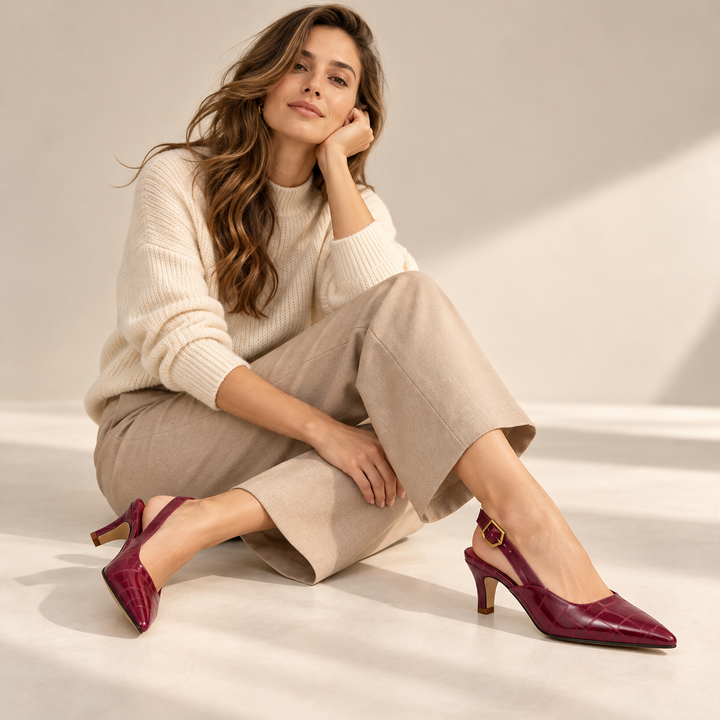 Lisbon Croc Kitten Heels