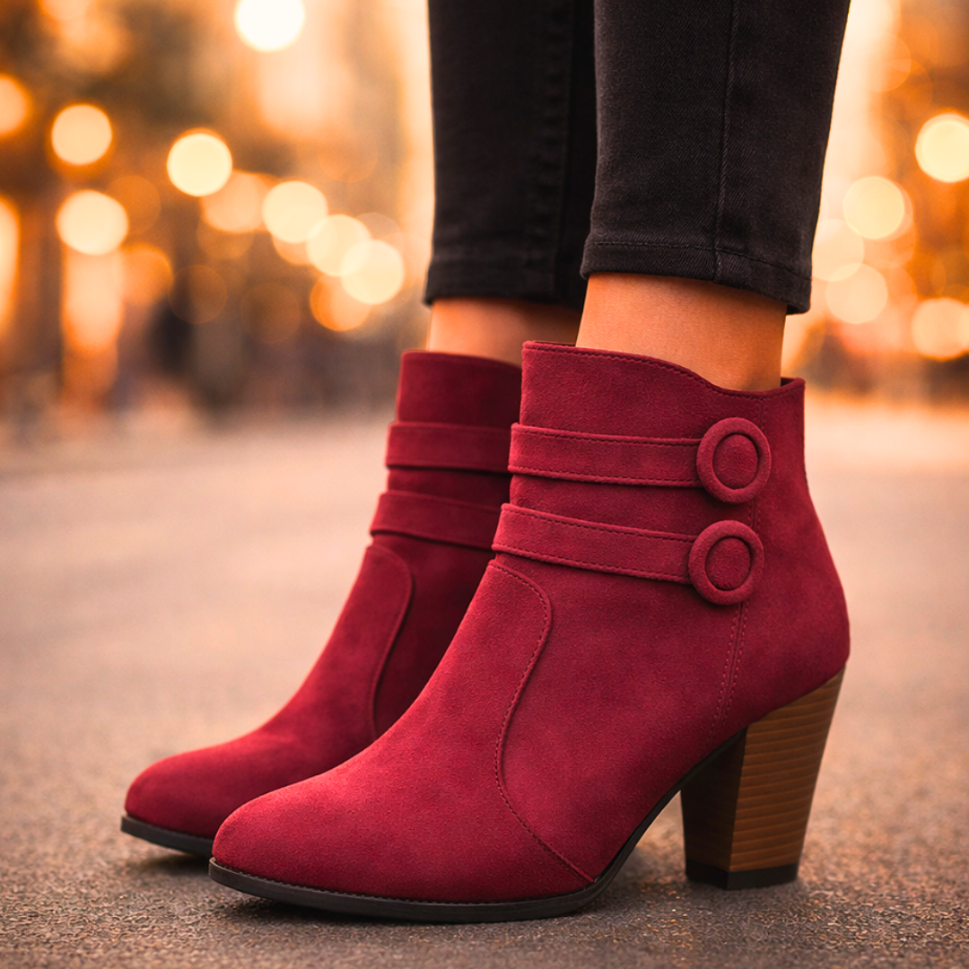 Harper Lane Duet Strap Suede Boots — side view