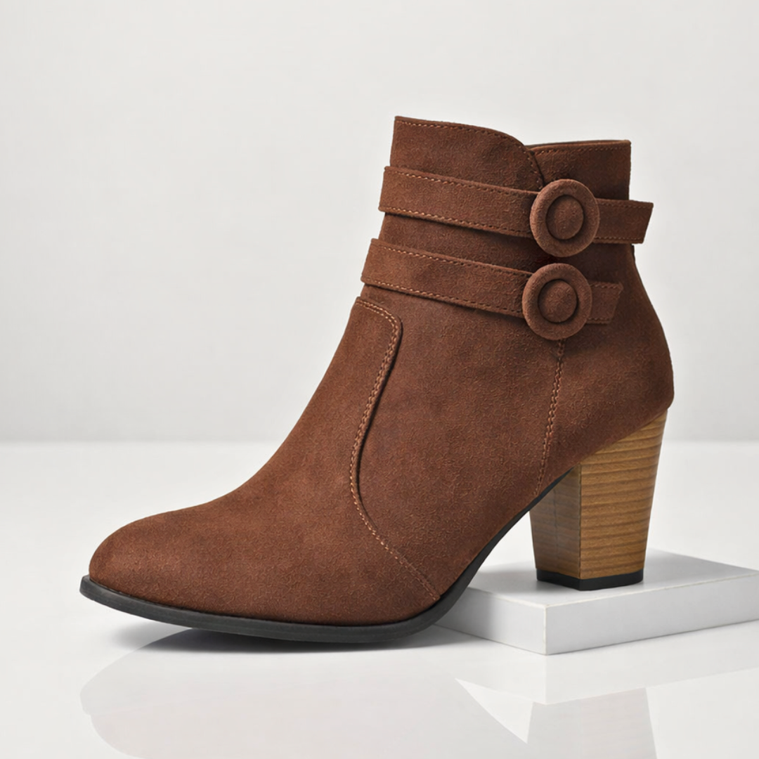 Harper Lane Duet Strap Suede Boots — texture detail