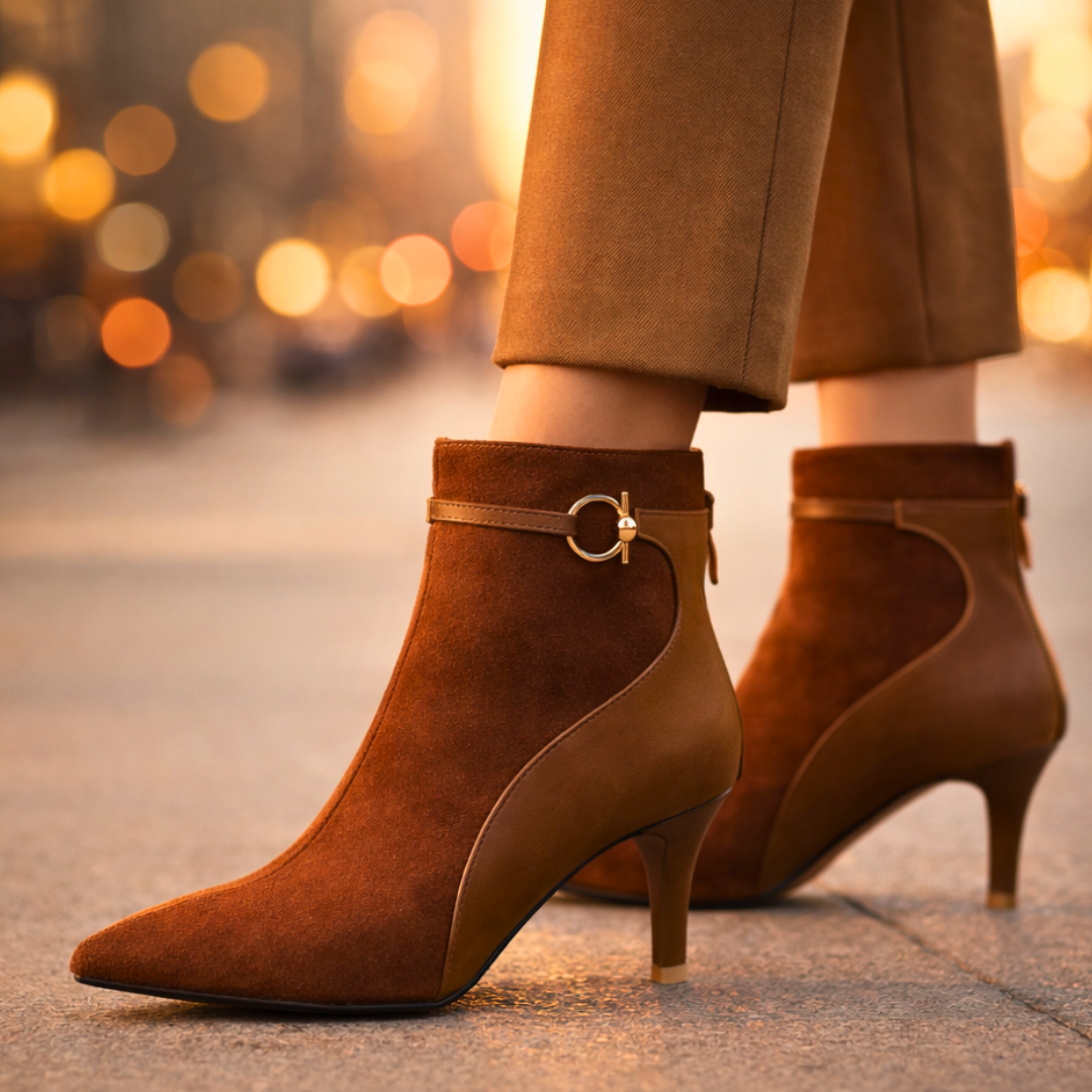 Seraphina Two-Tone Vintage Boots — styling shot