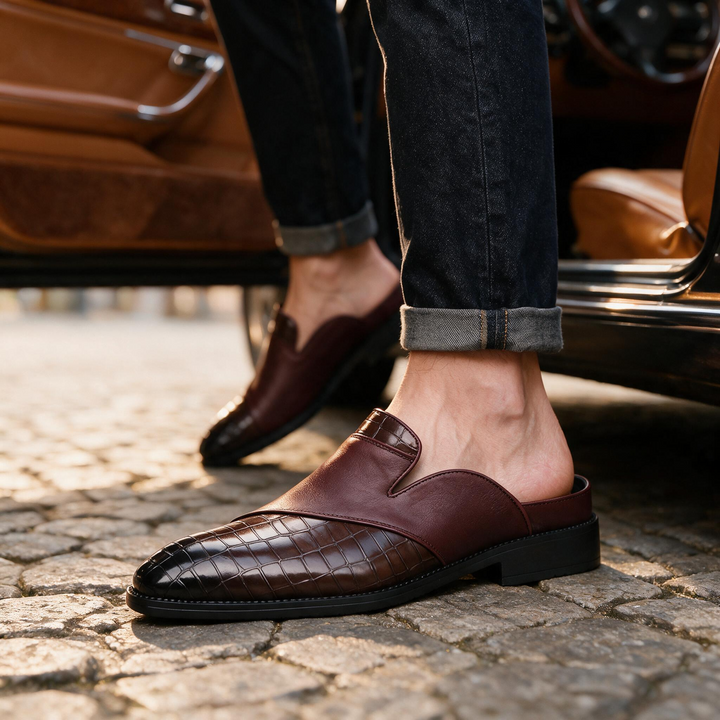 Hudson Croc Embossed Mules