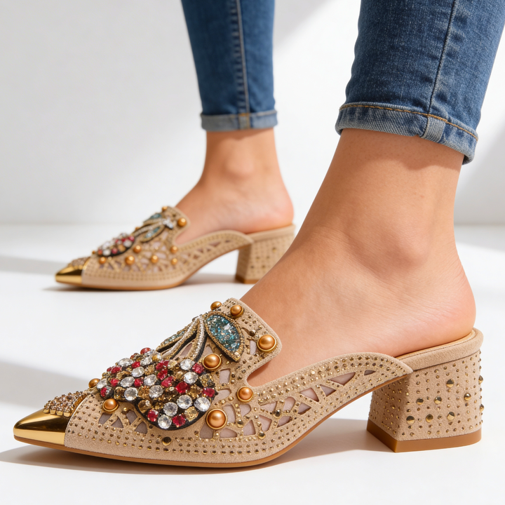 Odette Cherry Belle Heels — close-up detail